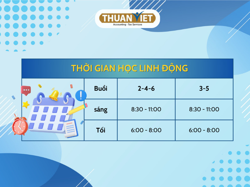 Thời gian học tại Thuận Việt