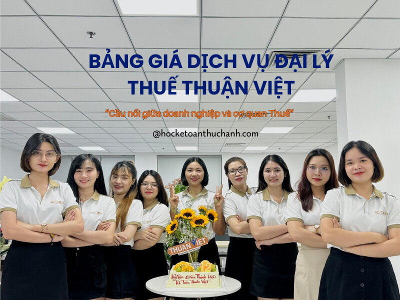 Bảng giá dịch vụ đại lý thuế Thuận Việt