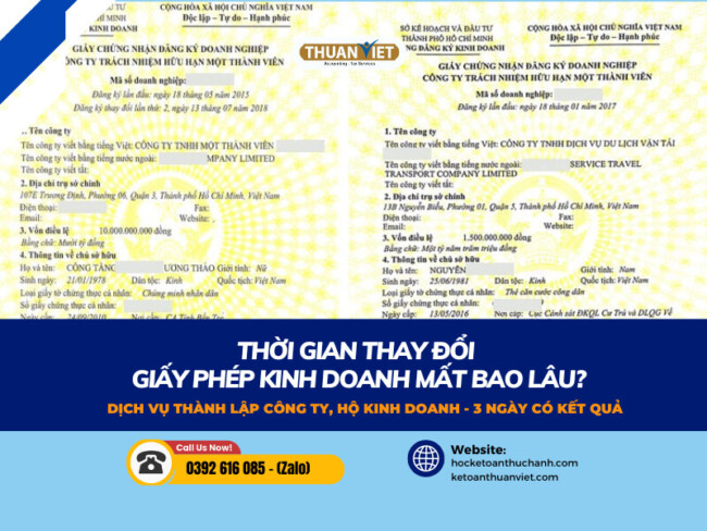 thoi-gian-thay-doi-giay-phep-kinh-doanh Thời gian thay đổi giấy phép kinh doanh mất bao lâu?