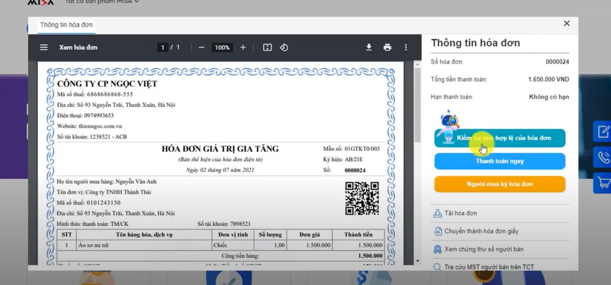 Kiểm tra hóa đơn điện tử
