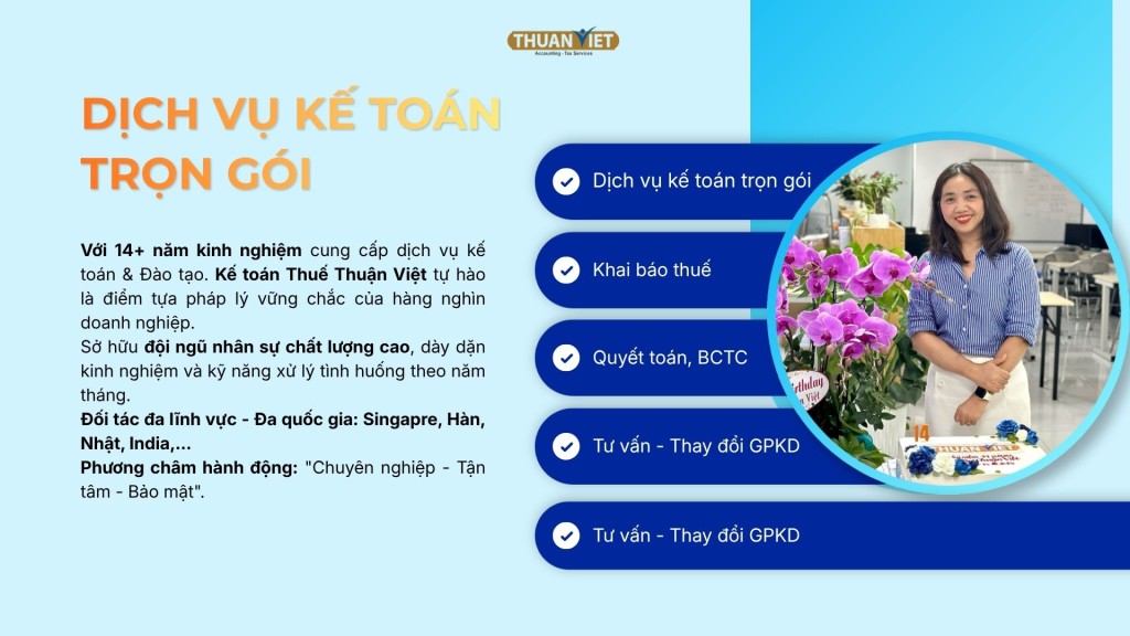 Công việc dịch vụ kê khai thuế nổi bật tại Thuận Việt